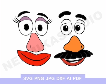 2 Mr potato mrs potato mister potato poster vector png pdf ai eps dxf svg digital party iron on transfer instant download cut shirt t-shirt