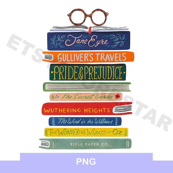 Books Jane Eyre, Gullivers travels png print pride and prejudice png The secret garden print png digital tshirt shirt transfer Oz merch gift