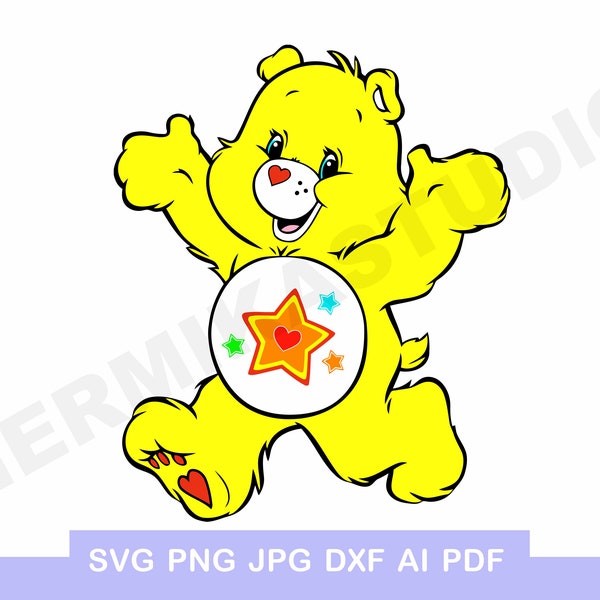 1 Care bear superstar bear printable cricut iron on transfer shirt t-shirt party cut png pdf ai eps dxf svg digital vector party birthday