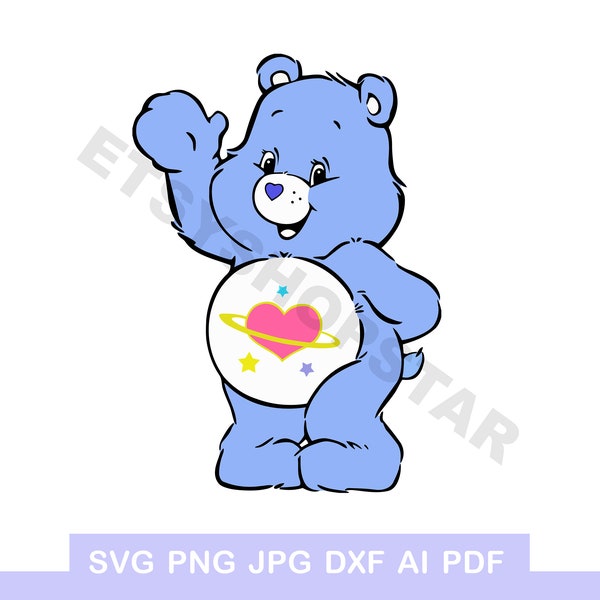 1 Pflege Bär Tagtraum Bär ai svg dxf pdf png jpg Party Geburtstag digital bedruckbare T-Shirt Bügelbild Cricut geschnitten Bär