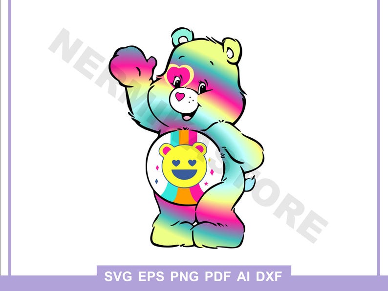 Good Vibes Care Bear SVG Digital Good Vibes Bear Png Care Bear Png Pdf