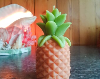 Pink & Green Pineapple Beeswax Candle