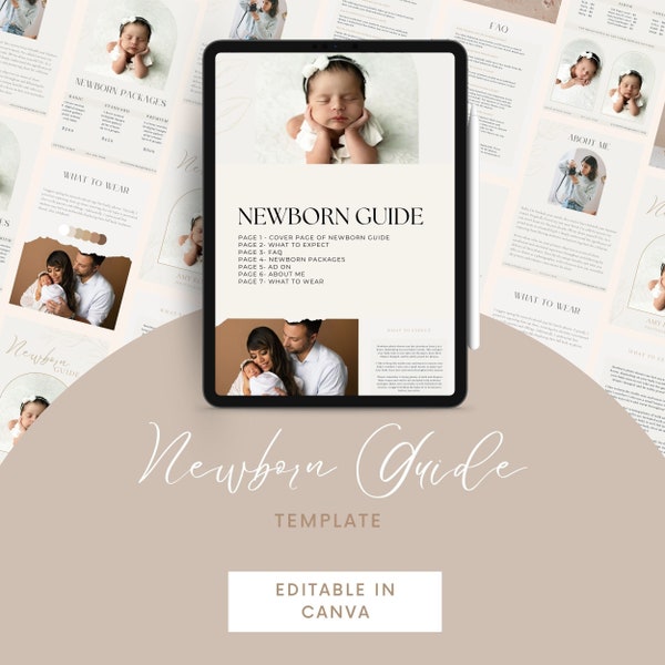 Newborn Guide Template, Newborn Photography Pricing Template, Editable Template, Photography Guide