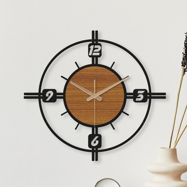 Large wall clock modern, clocks for wall decorative, Unique wall clock for Livingroom, Farmhouse, rustic, midcentury wall clock, wanduhr