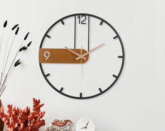 Wooden Modern Large Wall Clock, Minimalist Wall Clock, Clock for Wall, Oversize Wall Clock, Rustic Wall Clock, Loft Wall Clock, Wanduhr gros