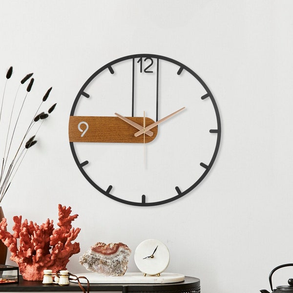 Grande horloge murale moderne en bois, horloge murale minimaliste, horloge pour mur, horloge murale surdimensionnée, horloge murale rustique, horloge murale loft, Wanduhr gros