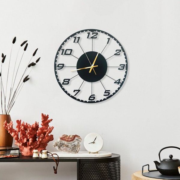 Wall Clock with numbers, Large Clocks for wall, Modern Wall Clock, Unique Wall Clock, Minimalist, wanduhr, rustic, oversized wall clock