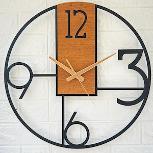 Large wall clock wood, clock, metal wall clock unique, wall clock modern, wall clock decorative, clock for livingroom, wall clock retro