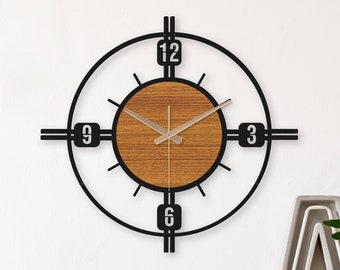 Large modern wall clock, Clocks for wall livingroom, Decorative Wall Clock Unique, wall art clock, Wooden, retro wall clock,midcentury clock