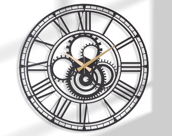 Large gear wall clock, industrial wall clock, modern wall clock, unique wall clock, metal wall clock, Design Wall Clock, wanduhr, silent