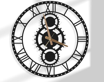 Gear Wall Clock, Large clocks for wall, modern wall clock, unique wall clock, wanduhr, industrial wall clock, steampunk, decorative, stylish