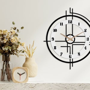 Large wall clock unique, clocks for wall, modern wall clock, wall clock numbers, wanduhr, wall clock for livingroom, kitchen, minimalist zdjęcie 7