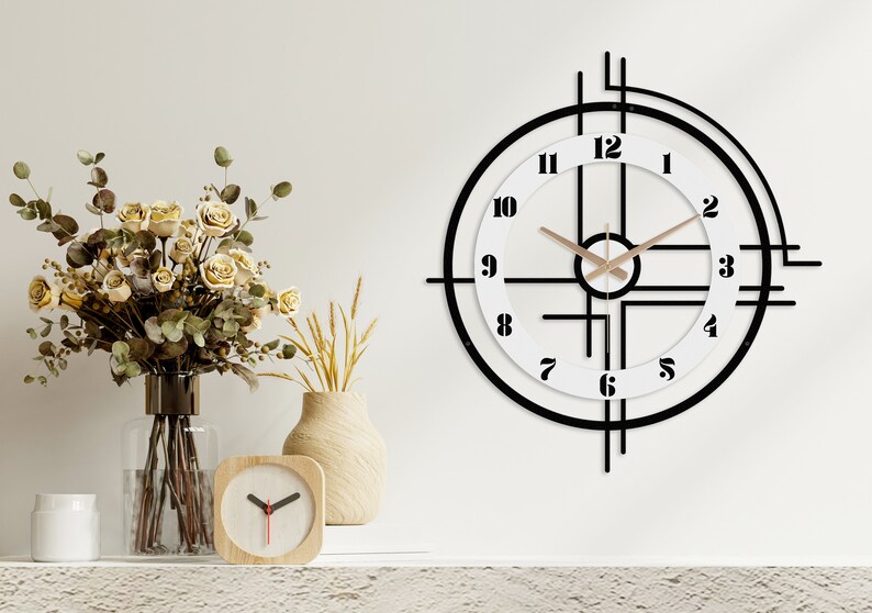 Large wall clock unique, clocks for wall, modern wall clock, wall clock numbers, wanduhr, wall clock for livingroom, kitchen, minimalist zdjęcie 7