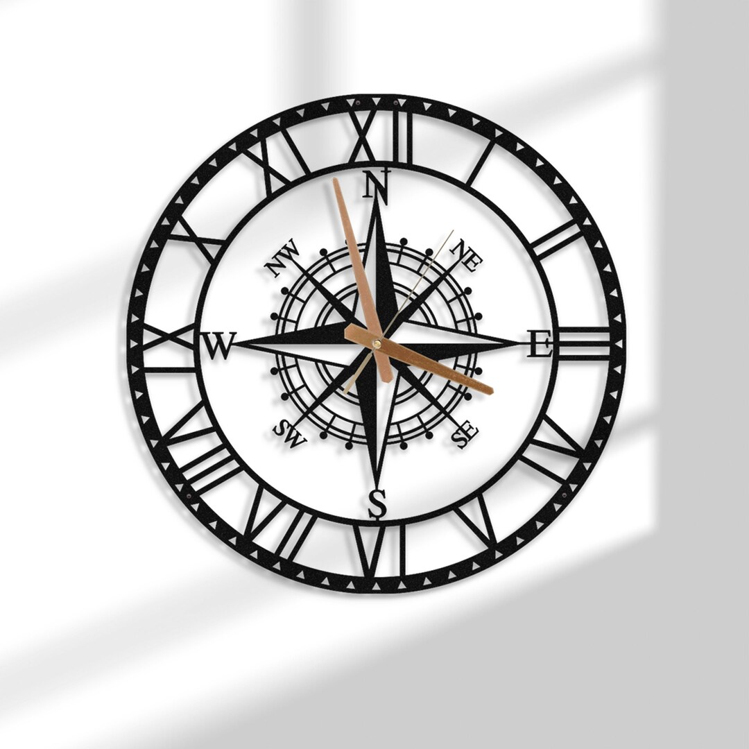 Compass Wall Clock, Large Clocks for Wall, Nautical Wall Clock, Wall