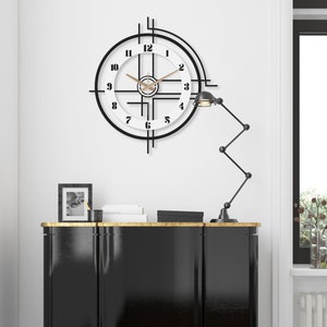Grandes horloges modernes pour mur, horloge murale unique, numéro d'horloge murale, horloge décorative, wanduhr, horloge murale de salon, minimaliste, élégante image 5