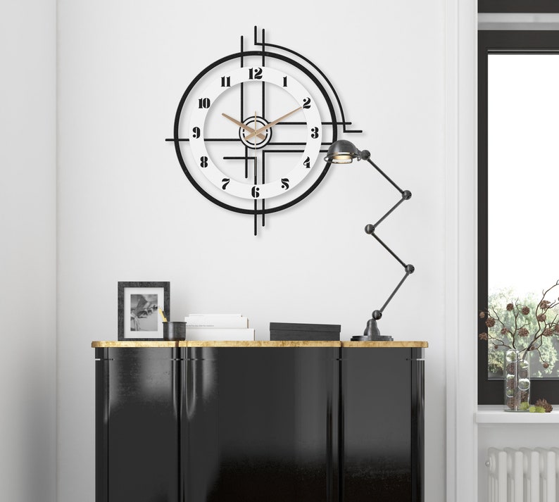Große moderne Uhren für die Wand, Wanduhr Unikat, Wanduhr Nummer, Dekouhr, Wanduhr, Wanduhr Wohnzimmer, minimalistisch, elegant Bild 5