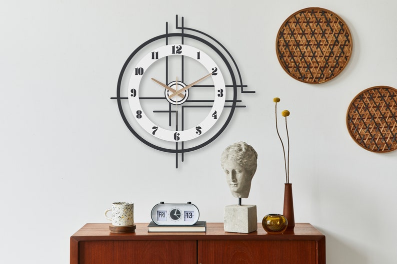 Grandes horloges modernes pour mur, horloge murale unique, numéro d'horloge murale, horloge décorative, wanduhr, horloge murale de salon, minimaliste, élégante image 5