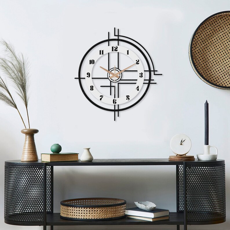 Grandes horloges modernes pour mur, horloge murale unique, numéro d'horloge murale, horloge décorative, wanduhr, horloge murale de salon, minimaliste, élégante image 6