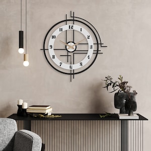 Large wall clock unique, clocks for wall, modern wall clock, wall clock numbers, wanduhr, wall clock for livingroom, kitchen, minimalist zdjęcie 4