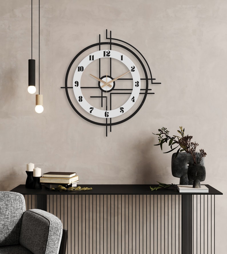 Large wall clock unique, clocks for wall, modern wall clock, wall clock numbers, wanduhr, wall clock for livingroom, kitchen, minimalist zdjęcie 4