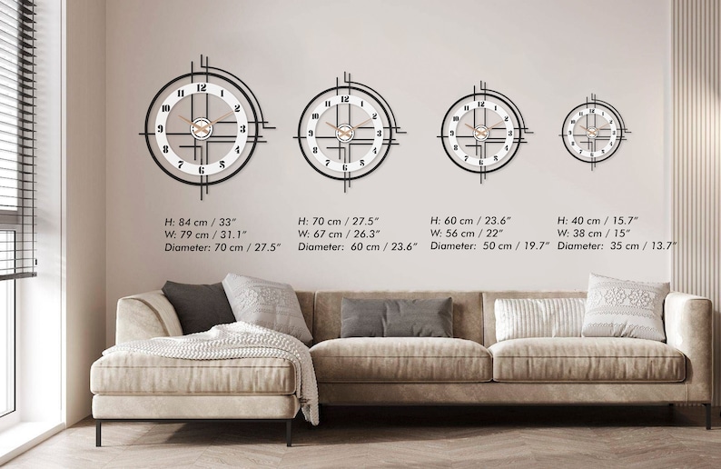 Grandes horloges modernes pour mur, horloge murale unique, numéro d'horloge murale, horloge décorative, wanduhr, horloge murale de salon, minimaliste, élégante image 7