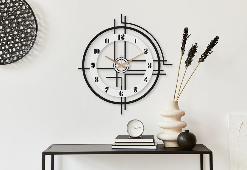 Große moderne Uhren für die Wand, Wanduhr Unikat, Wanduhr Nummer, Dekouhr, Wanduhr, Wanduhr Wohnzimmer, minimalistisch, elegant Bild 3