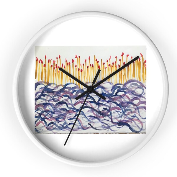 Fire and Water Unique Art Wall Clock