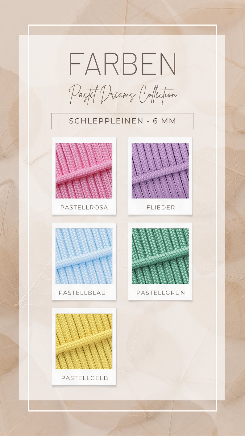 Leichte & stilvolle Schleppleine aus Paracord in Frühlingsfarben PASTEL DREAMS COLLECTION Bild 2