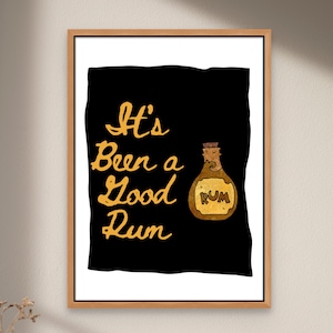 Bar Cart Wall Art, Rum Poster, Alcohol Pun Print, Funny Liquor Art, Digital Download