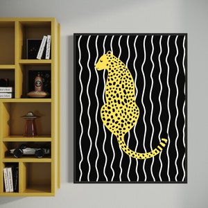 Yellow Cheetah Art Print: Preppy Maximalist Animal Decor (Digital Download)