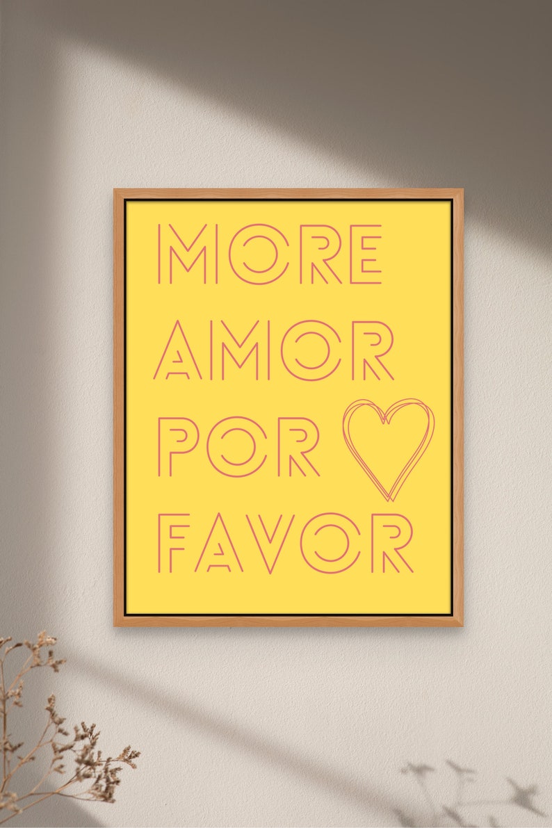 More Amor Por Favor Print, Minimalist Heart Poster, Aesthetic Living