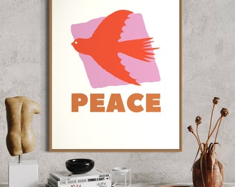 Dove of Peace Poster: Groovy Retro Sixties Wall Art (Digital Download)