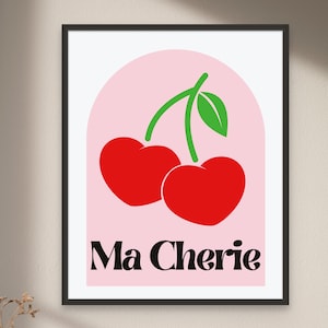 Cherry Poster: Ma Cherie Preppy Bedroom Print (Digital Download)