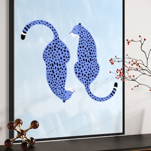 Cheetah Print, Blue Leopard Art Print, Jungle Animal Poster, Boho Decor, Preppy Digital Download