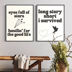 Taylor Lyric Art Print, Evermore Set of Two, Long Story Short Poster, Cowboy Like Me, Digital Download