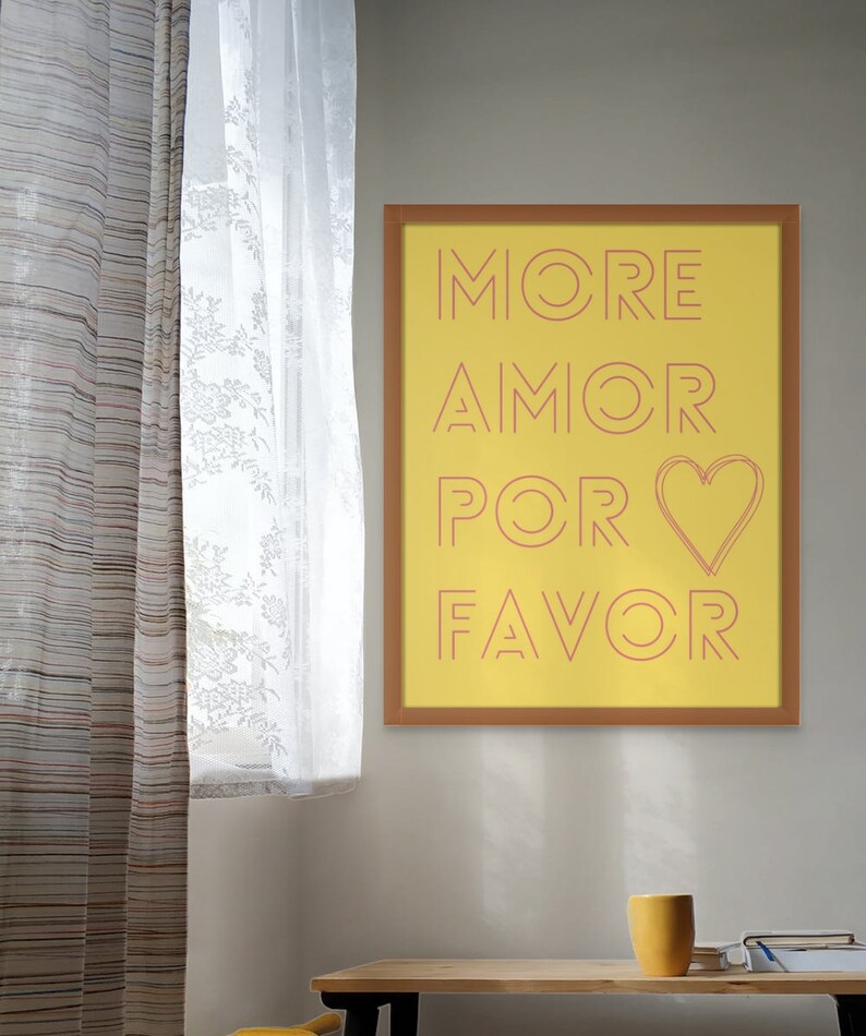 More Amor Por Favor Print, Minimalist Heart Poster, Aesthetic Living ...