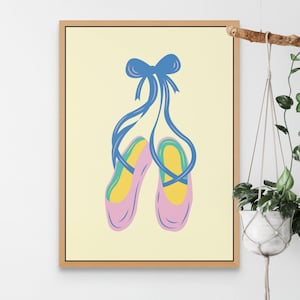 Vintage Ballet Slipper Art Print: Retro Ballerina Decor (Digital Download)