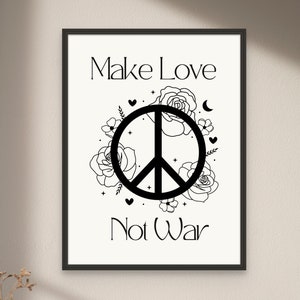 Peace Sign Art Print: Retro Hippie Decor (Digital Download)