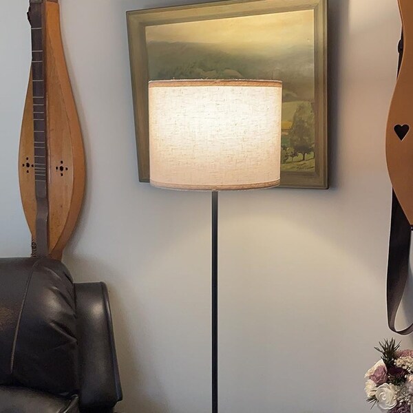 Floor Lamps, Modern Floor Lamp, Simple Standing Lamp, Linen Shade, Tall Floor Lamp for Living Room, Gift for Her