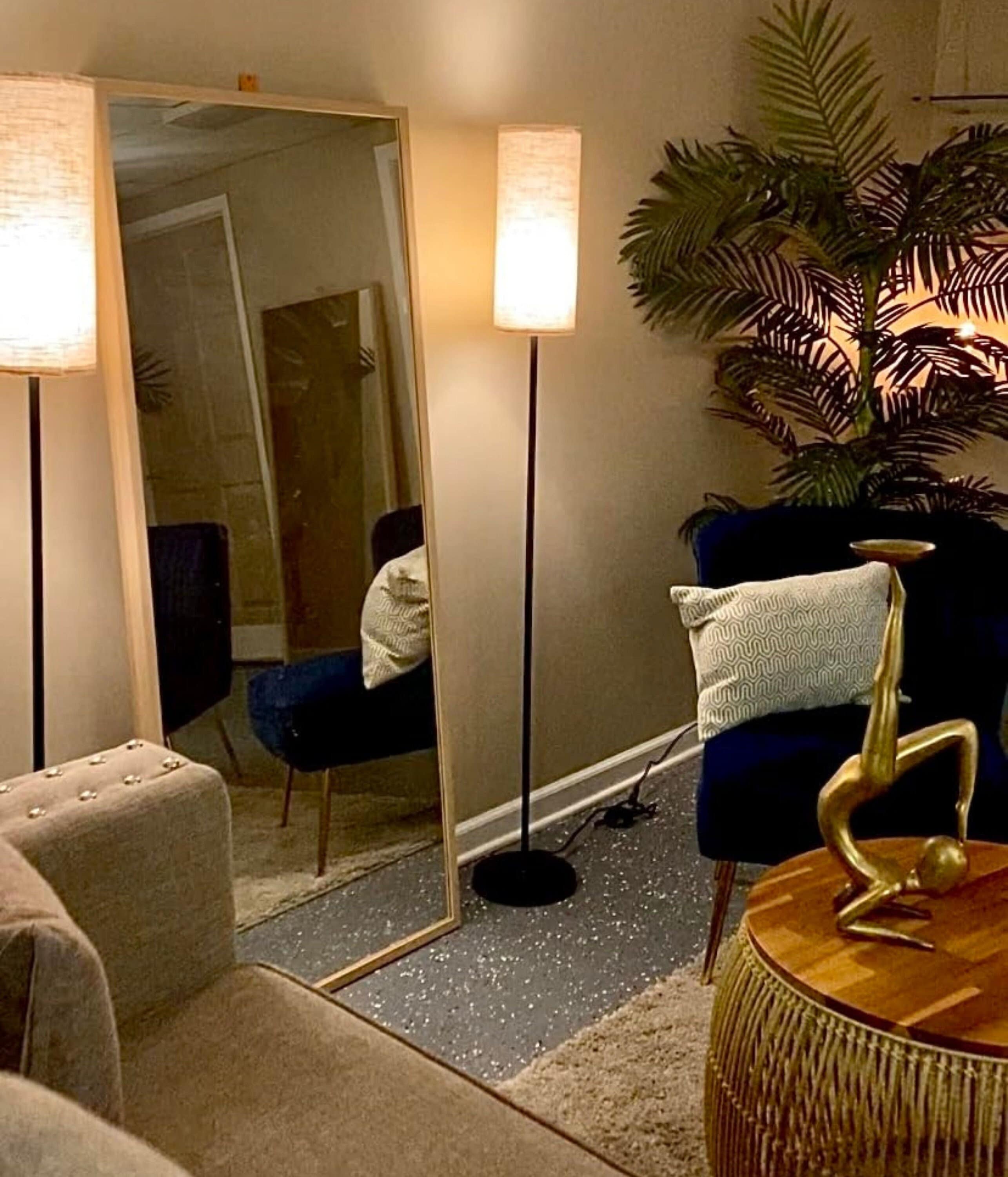 Floor Lamps For Living Room KUNJOULAM Pleated Floor Lamp, Pole