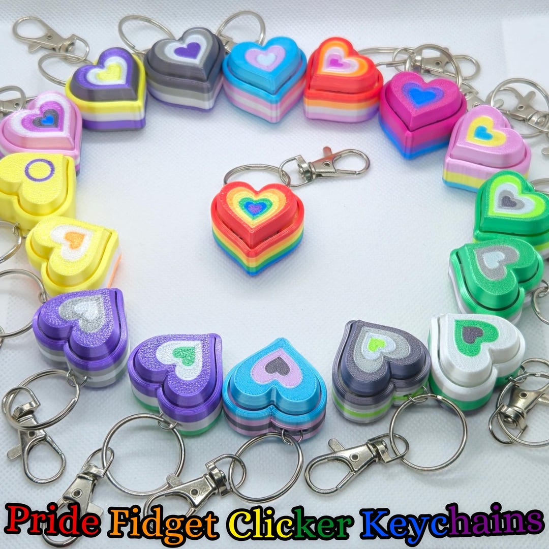 Pride Fidget Heart Clicker Keychain, LGBTQ+, Trans, Non-binary