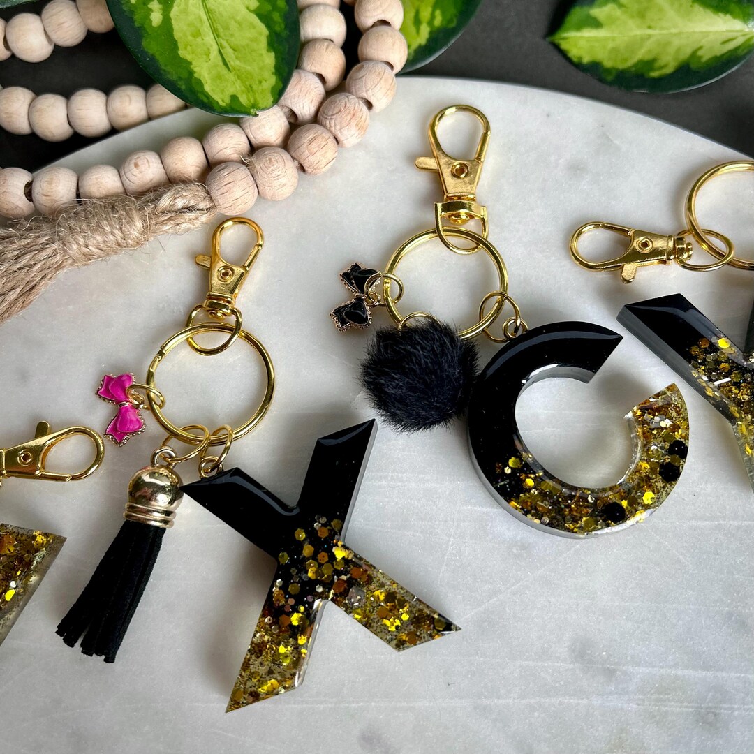 Beautiful Keychains With Letters Cute Custom BOW & ALPHABET Keychain • Personalized Letter Keyring Bag ...