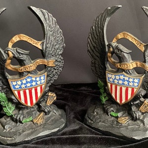 Hubley Cast Iron Door Stops - Book Ends American Eagle -  Vintage Collectible - Home Decor - Great Display Piece