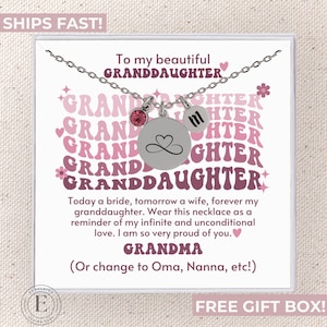Granddaughter Wedding Necklace Custom Bride Jewelry from Grandmother Personalized To My Granddaughter On Her Wedding Day From Grandma Gift