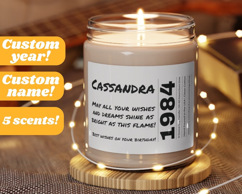 Personalized Birthday Candle Custom Year Gift Birthday Gift for Friend