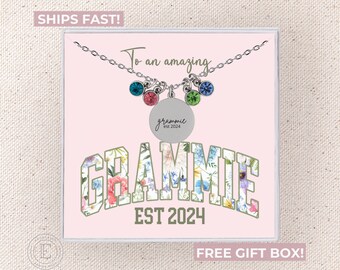Collar de la abuela Joyería personalizada de la abuela Regalo personalizado con piedra de nacimiento para los nietos de la abuela Nuevo regalo de la abuela Cumpleaños personalizado de la abuela