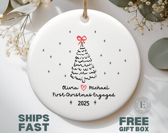 First Christmas Engaged Ornament, Personalized Engagement Gift for Couples, Custom Keepsake Engagement Gift, Unique Engagement Gift