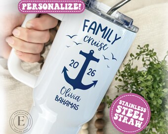 Vaso de crucero familiar personalizado, regalo de crucero familiar personalizado, vacaciones en crucero familiar, vaso de 40 oz para vacaciones en crucero familiar personalizado