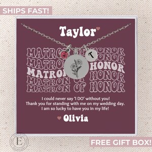 Matron Of Honor Thank You Necklace Custom Thank You Matron of Honor Jewelry Personalized Matron of Honor Thank You Gifts for Being my Matron