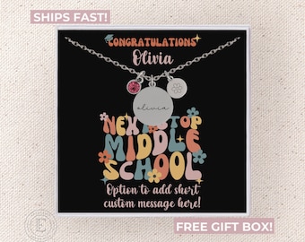 Collar de graduación de quinto grado Joyería personalizada de graduación de escuela primaria Regalo personalizado de graduado de escuela primaria para graduado de quinto grado